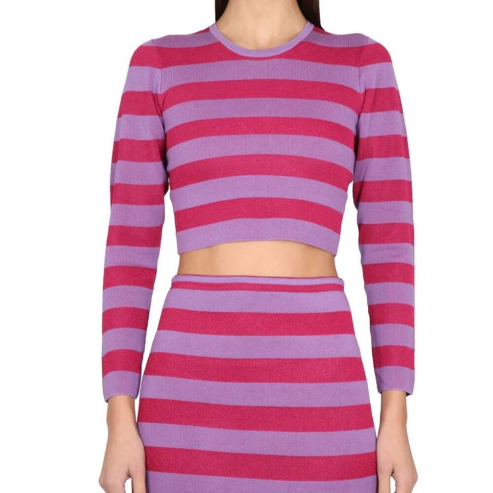 Baum und Pferdgarten Chaney Purple and Metallic Magenta Striped Sweater sz Small